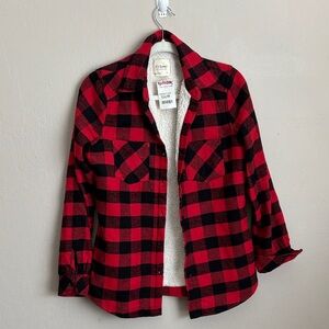 Ci Sono Red and Black Plaid Flannel Sherpa Jacket size small NWT